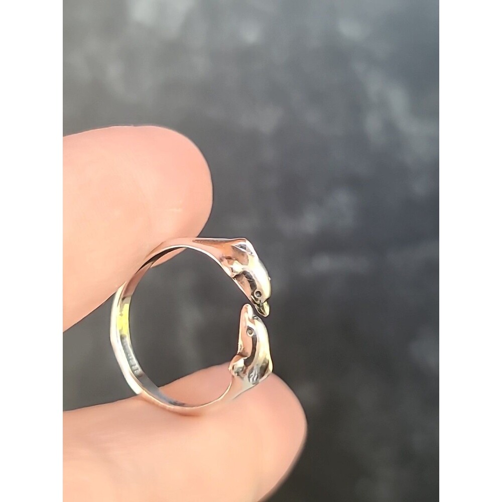 925 Sterling Silver Dolphin Bypass Ring Vintage SIZE US 6.75